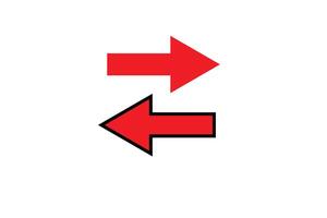 red arrow pointing right and left icon on white background. Red straight long arrows pointing both side right and left. vector