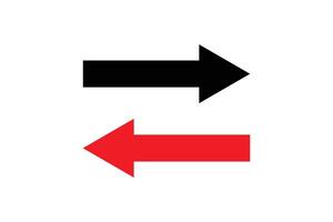 red and black straight arrows set. black and red straight arrow pointing both side right and left. vector