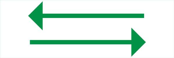 Both sided right and left pointing green long arrow. green straight long arrow icon isolated on white background. vector