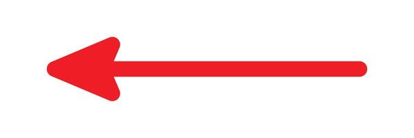 Long arrow. red arrow pointing left side. red large horizontal arrow pointing left. Bold thine horizontal long arrow. Red arrow . vector