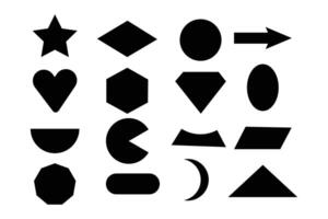 Simple outlined shape collection. Clean geometry icon pack. Basic black and white shapes set. vector