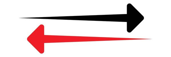 red and black straight arrows set. black and red straight arrow pointing both side right and left. Dual sided red and black arrow. vector