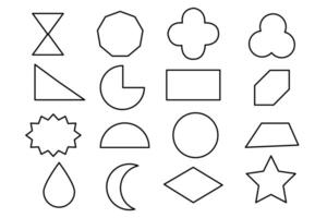 Assorted geometric figures layout. Flat minimal design icons. Simple geometric elements pack. vector