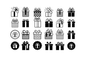silhouette style Present gift box icon collection in different style with ribbon. vector