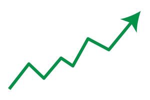 Growing business green arrow with bar chart, Profit arow. Business concept, growing chart. symbol icon with arrow moving up. vector