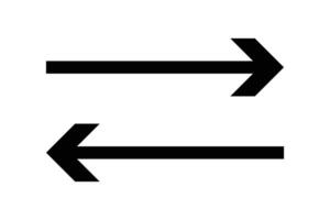black arrow pointing right and left icon on white background. black straight long arrows pointing both side right and left. vector