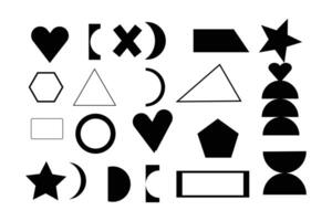Modern flat shape arrangement. Basic geometric forms grouped evenly. Creative design elements set. vector