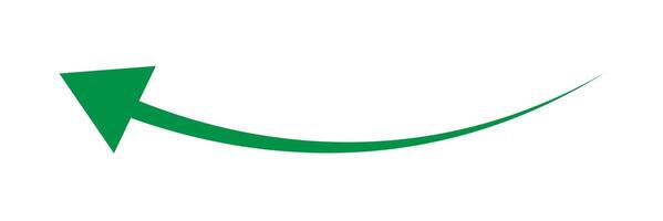 green curved arrow sign icon pointing left side. vector