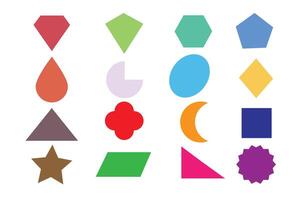 Minimalist colorful shape collection in black. Basic geometry figures in clean layout. Flat abstract design elements. vector