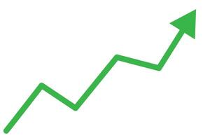 A graph with an upward arrow going up. vector