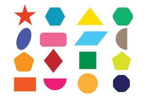 Basic Geometric Shapes. School geometry diagram. Colorful flat geometric shapes set. vector