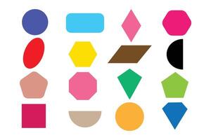 Creative flat colorful geometric shape group. Minimal basic icon layout. Clean basic shape symbols. vector