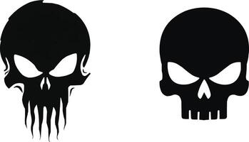 two skulls with different designs on them vector