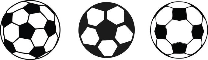 a set of three soccer balls with different designs vector