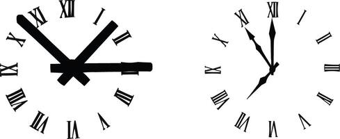 a set of clocks with roman numerals on each side vector