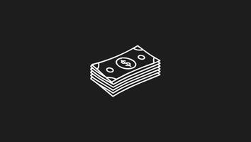 money icon in line style on black background vector