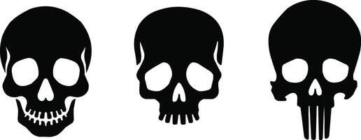 three skulls with different expressions on them vector