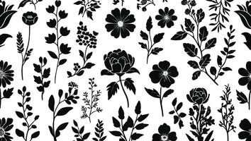 flower pattern icon, botanical design silhouette, vector