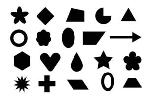 Minimalist shape collection in black. Basic geometry figures in clean layout. Flat abstract design elements. vector