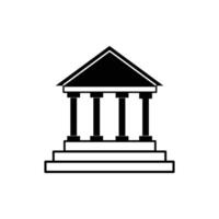 Building with columns outline collection. Bank icon line set. University black symbol group. isolated on white vector