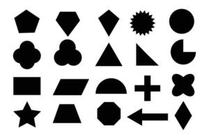 Set of black and white geometric shape. Simple geometric figures icon collection. Linear icon flat style. vector