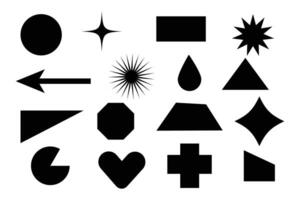 Creative flat geometric shape group. Minimal basic icon layout. Solid and outlined design figures. vector