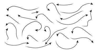 Complete set of hand drawn arrows for process flow chart planning education and concept presentation designs. vector