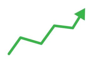 Green upward arrow symbol with flat design style for financial growth art . vector