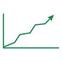 Growth graph with green arrow up. Growth black blue stairs step to growth success on white. Progress way and forward achievement creative concept. Bar graph of blue bars. vector