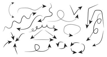 collections of hand drawn arrow doodles on white background. vector