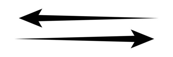 black long arrows icon isolated on white background. Both sided right and left pointing black arrow. black arrows pointing both ways. vector