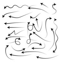 Collection of sketch arrows hand drawn in pencil brush and marker style perfect for presentations and diagrams vector