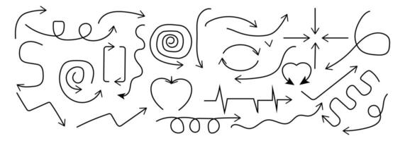 Hand drawn arrows doodle on white background. design element. vector