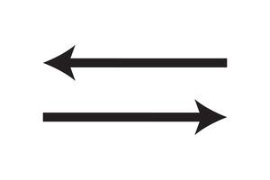 black straight arrow pointing right and left icon on white background. black long arrows icon. black straight long arrows pointing both side right and left. vector