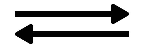 black straight arrow pointing right and left icon on white background. black long arrows icon. vector