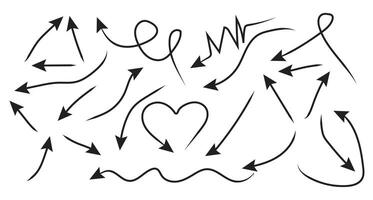 Thin arrows set for business plan, presentation and education. Sign, Symbol, Hand drawn arrow collection. vector