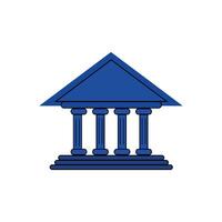 Bank Building Flat Color Icon. vector