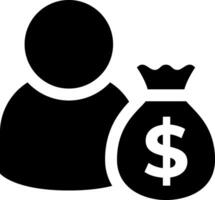 User With Money Bag Icon. vector