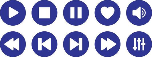Media Player Buttons icon set vector