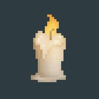 candle light in pixel art style with isolated background vector