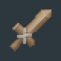 wooden sword in pixel art style with isolated background vector