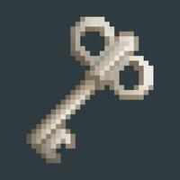 silver key in pixel art style with isolated background vector