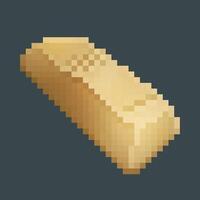 golden ingot in pixel art style with isolated background vector