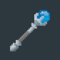 sapphire staff in pixel art style with isolated background vector