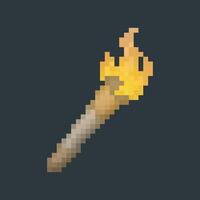traditional torch in pixel art style with isolated background vector