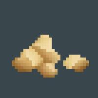 golden ore in pixel art style with isolated background vector