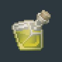 green lemon potion conical bottle in pixel art style with isolated background vector