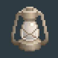 Iron lantern tool in pixel art style with isolated background vector