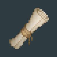 scroll paper in pixel art style with isolated background vector