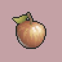 Red apple fruit in pixel art style with isolated background vector